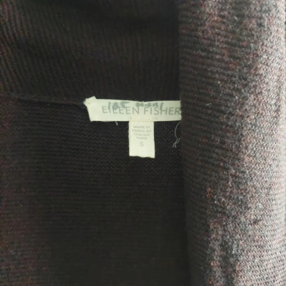Eileen Fisher Linen Blend Open Front lightweight brown cardigan minimalist S - Picture 2 of 5